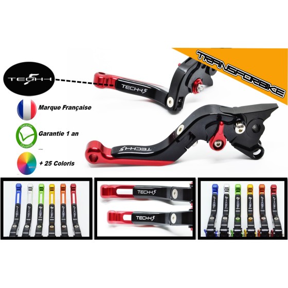 Leviers moto en alu anodisé repliables plusieurs coloris aluminium